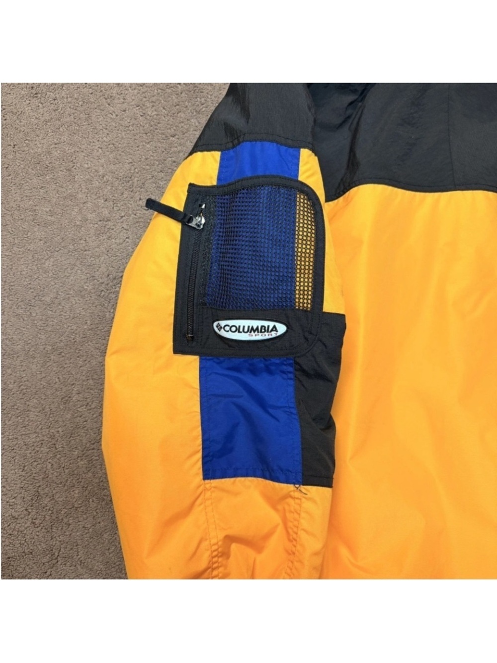Columbia Padded Anorak Parka Puffer Jacket Men's XL vintage 2000 black yellow - Picture 7 of 12